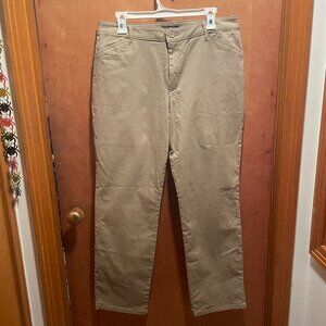 Lee Women's Relaxed Fit Straight Leg Mid Rise Pants - Khaki (12 Short)